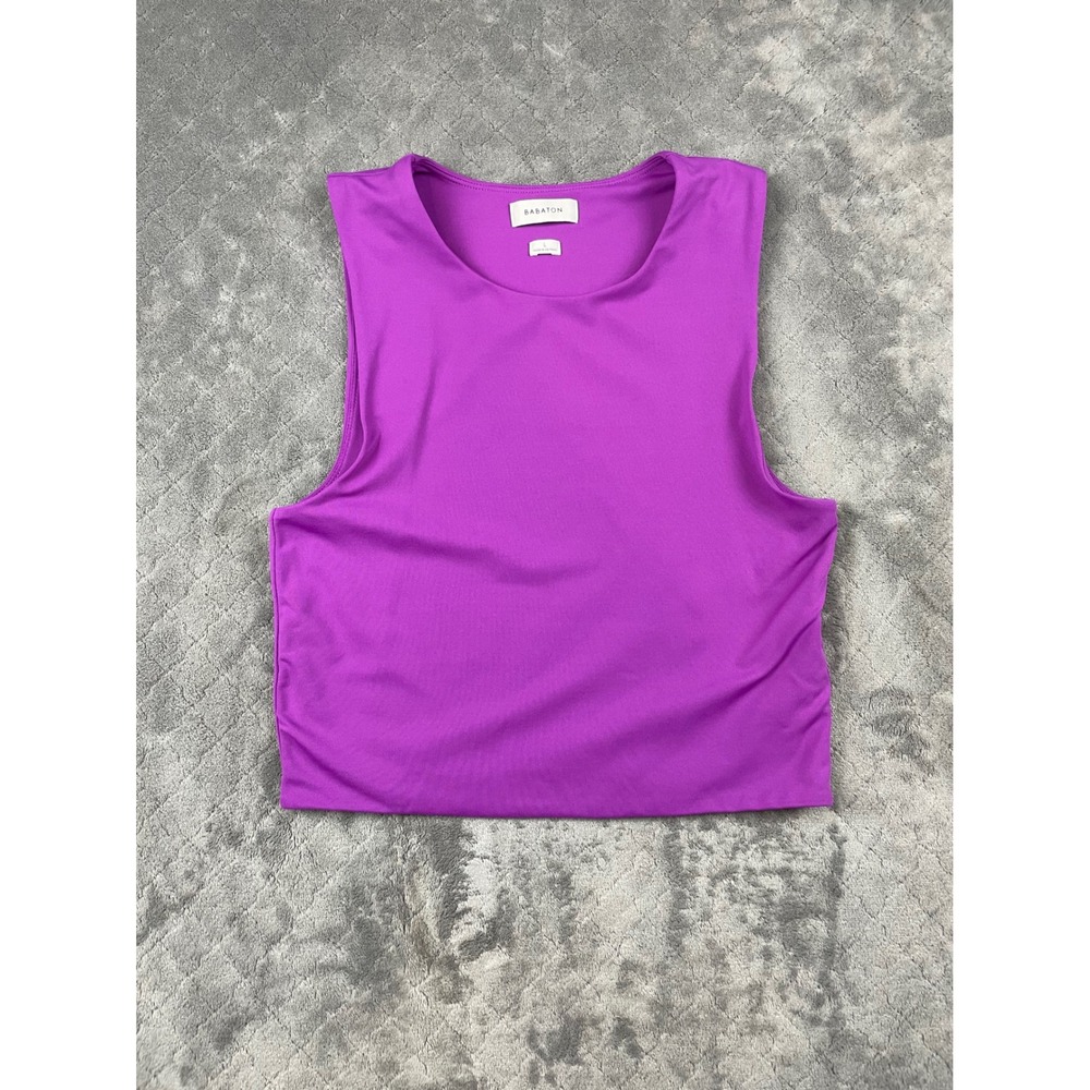 Babaton Purple Ribbed Ruched Tank‎ Top Size L